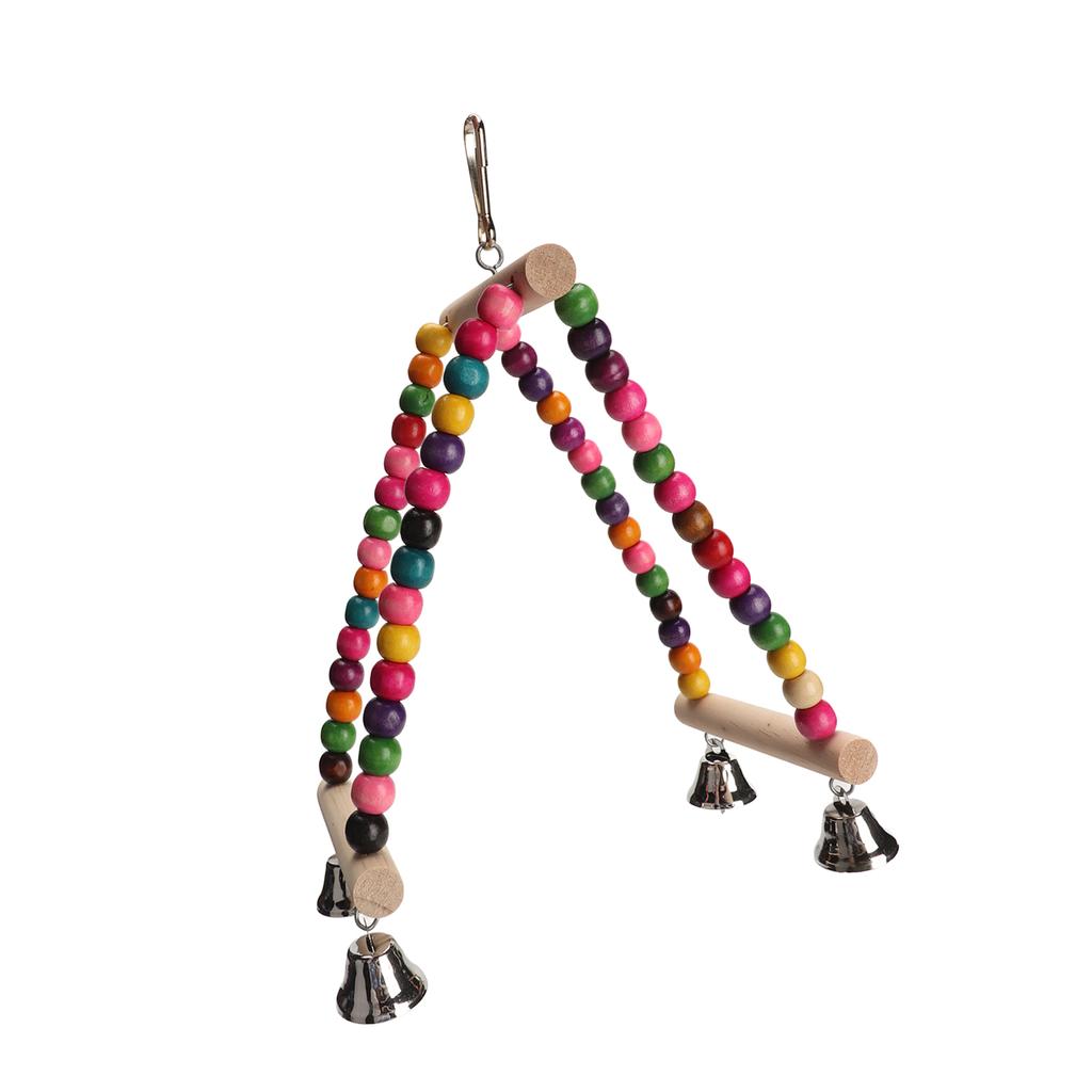 Wooden Beads Bird Swing Toy Colorful Half Circle Bird Swing Perch Cage Toys for Parrots