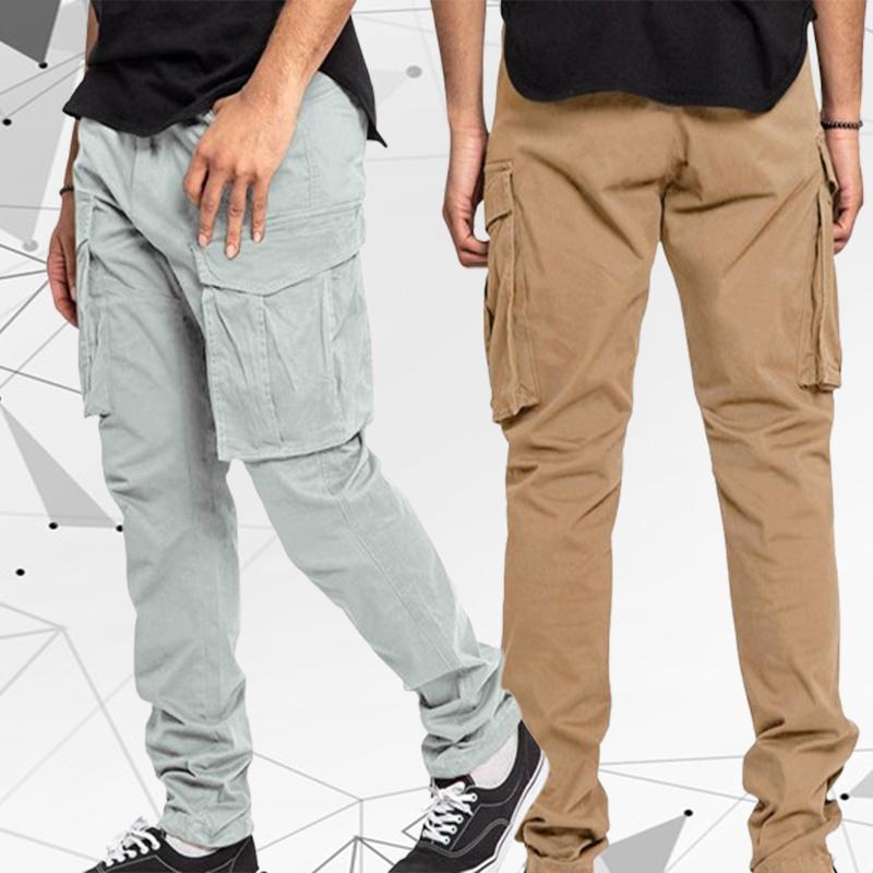 

Men Cargo Pants Straight Cut Casaul Streetwear Army Tactical Pants Multi-pocket Trousers Male Sports Pants S темно-сірий колір