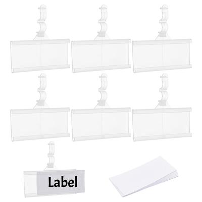 64sets Rectangle Reusable Plastic Shelf Label Holders Store Signs Holders with Hanger Clips for Retail Shopping Mall Store