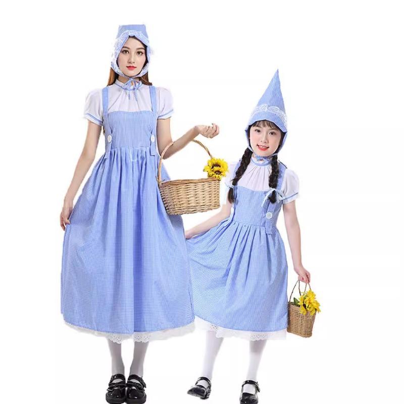 Children's Day The Wizard of Oz Dorothy Princess Dress Costume Plaid Maid Pastoral Stage Dress