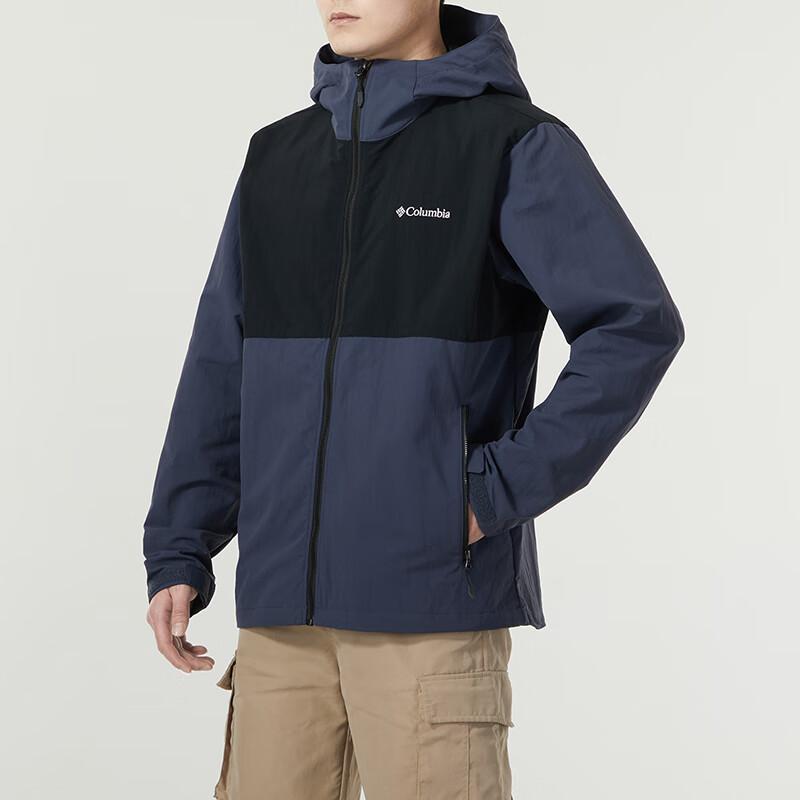 Columbia Color Block Spliced Hooded Casual Jacket Men Jackets Navy-Blue XE3394-466