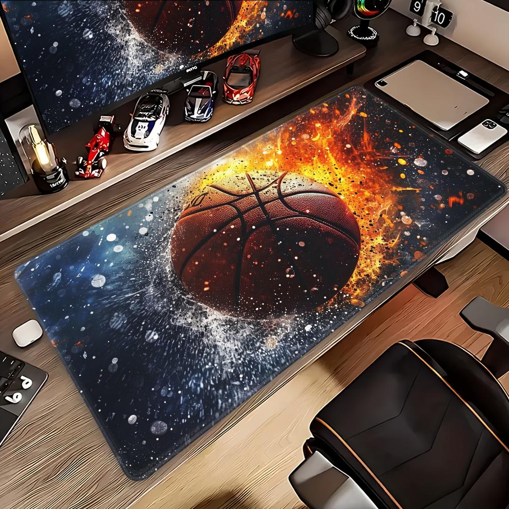 Water Flame Basketball Overlock Mouse Pad Desk Accessories Game Console Pad Office Pad Computer Laptop Pad Keyboard Hybxaxc