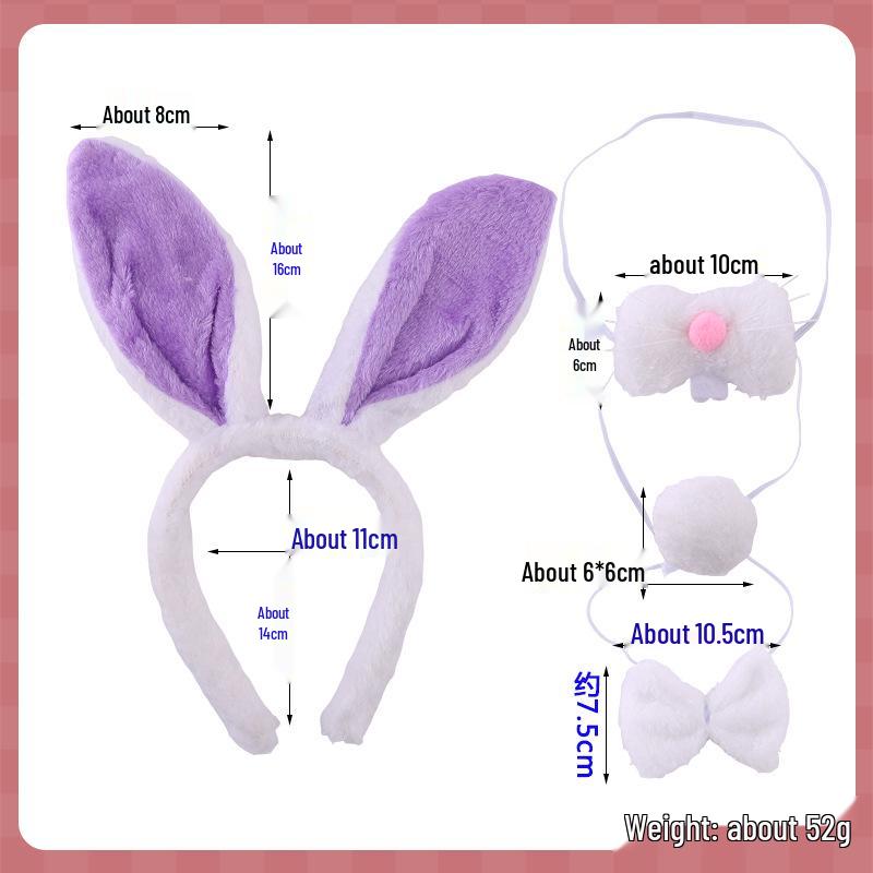 Children's Cute Plush Rabbit Ear Headband for Face Washing and Photos
