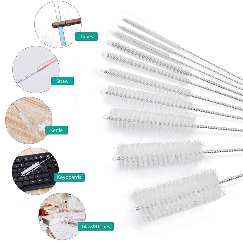 10Pcs/Set Long Straw Cleaning Brush Nylon Cleaning Bottle Brush Cleaning Brushes Tube  Kit Tool