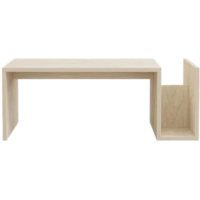 Coffee Table - MEMO - Rectangular - Travertine Marble Effect - 86.8 X 32.4 X 50 Cm