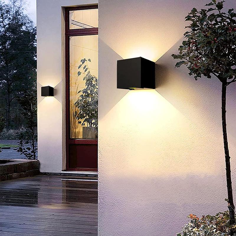 Outdoor Wall Lights, LED Up And Down Adjustable Beam DC110-220V Black Indoor Wall Lamp Warm White for Garden Bathroom Bedroom