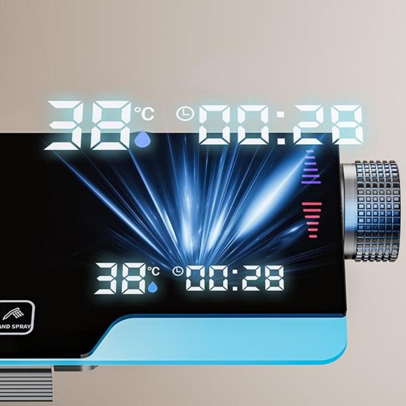 Shower Set Ambient Light Shower System Set For Bathroom Hotel Apartment Modern Digital Temperature Display Showers Faucet Set