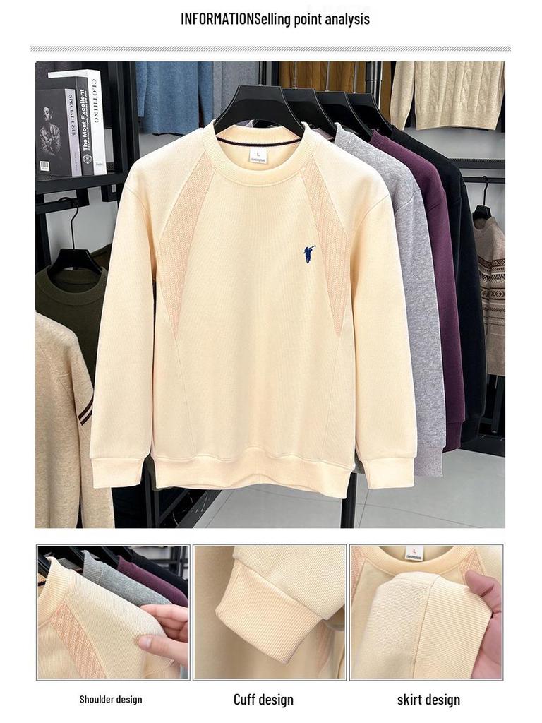 Men's Autumn 2025 Long-Staple Cotton Drop Shoulder Hoodie - Trendy Loose Fit, Long Sleeve