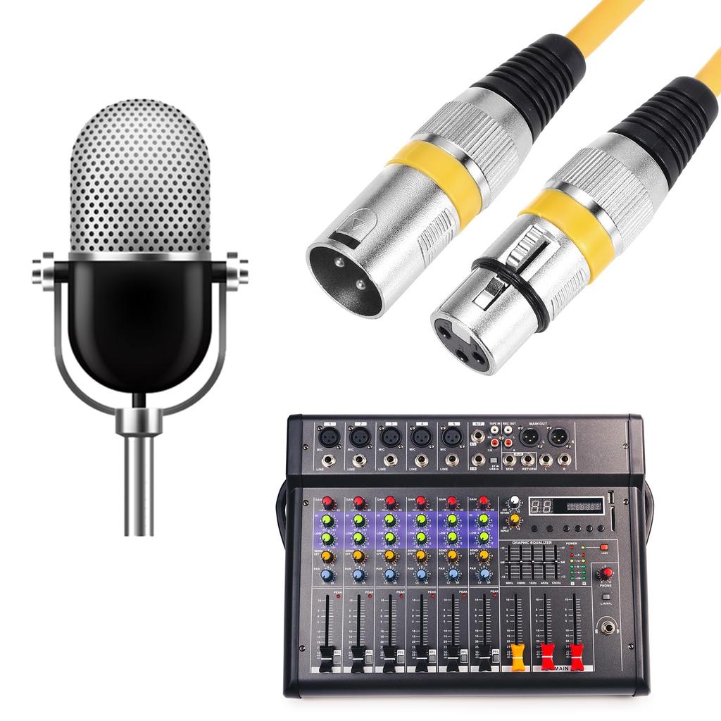 uxcell XLR Female to XLR Male Cable, 10ft XLR to XLR Microphone Cable, Audio Adapter Cord for PreampSpeaker System, Yellow