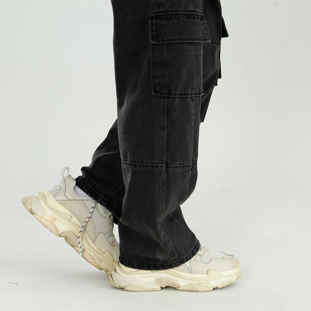 Pánské nové vintage prané volné nohavice rovné trubkové ležérní líné pracovní džíny