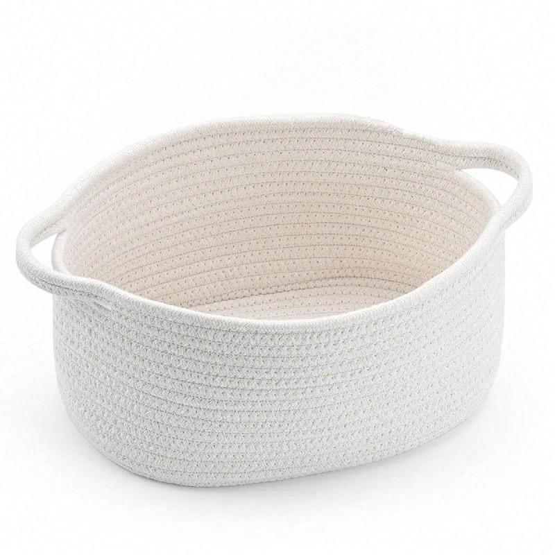 1 Cute Woven Storage Basket With Handle, Suitable For Gift Giving, Storage Decoration Organizer Toy Storage Basket