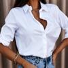 Autumn Women's Simple Long Sleeve V-Neck Button Down Blouse Shirt