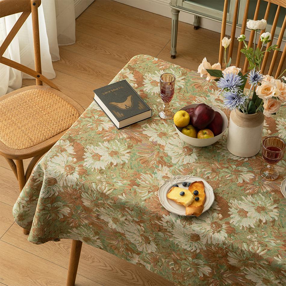 

Французская деревенская скатерть с кисточками, прямоугольная пылезащитная накидка с цветочным узором, написанным масляными красками, для чайного столика, свадебного декора столовой 60X60cm