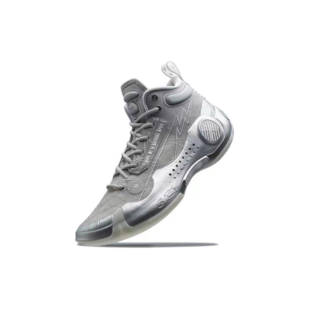 Aape X Li Ning Way Of Wade 10 Cushioning Slip Resistant Abrasion Resistant Mid Top Basketball Shoes Gray ABAS175-1