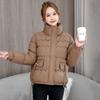 Winter down cotton cotton jacket women's warm cotton jacket 2025 new fashion casual solid color stand-up collar short cotton jacket