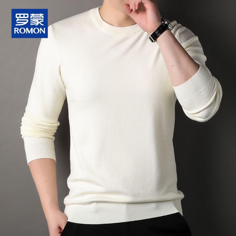 ROMON Men's Loose Fit Round Neck Knit Sweater