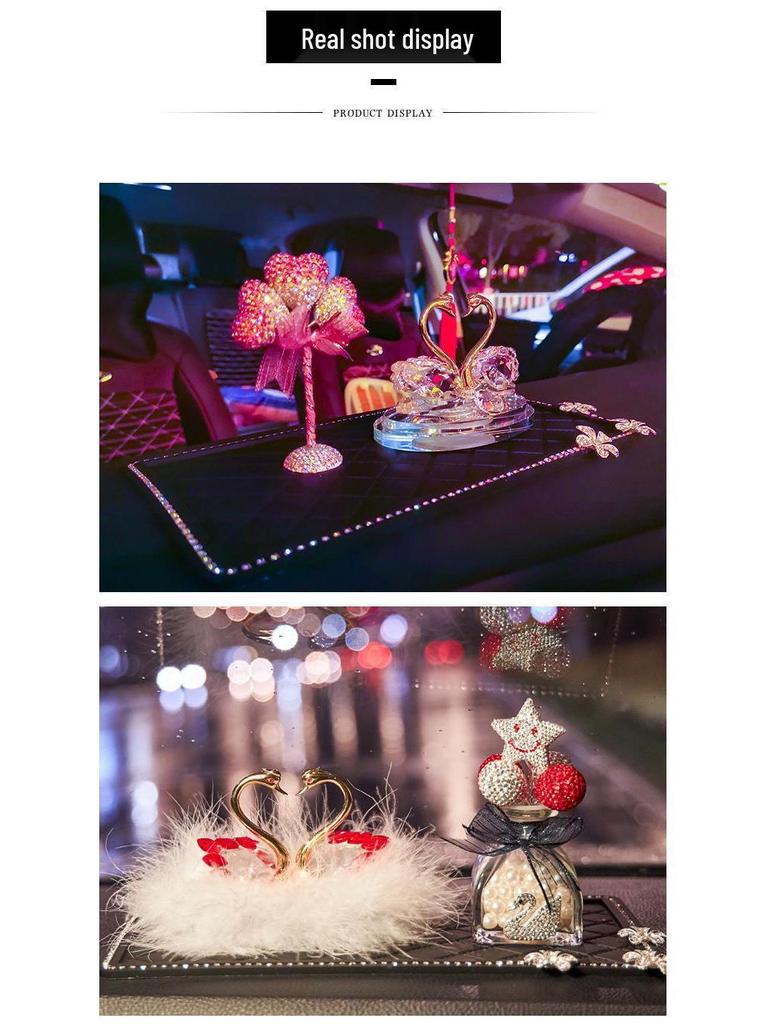 Crystal Swan Car Air Freshener - Deluxe Interior Ornament Set for Women