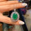 Huameimei Cross Border New Simulated Grandmother Emerald Necklace Artificial Paraiba Pendant
