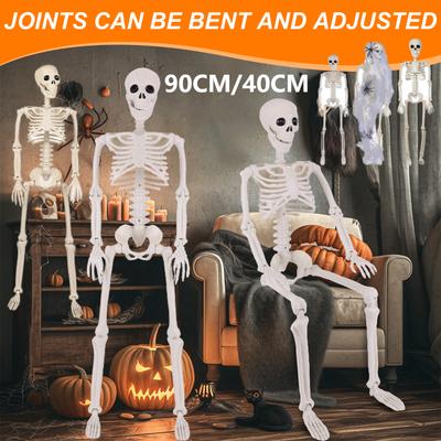 Halloween Realistické Kosti Těla Životní Velikost Lidská Kostra s Pohyblivými Klouby Simulační Ozdoba Lebky Hororové Rekvizity pro Strašidelný Dům