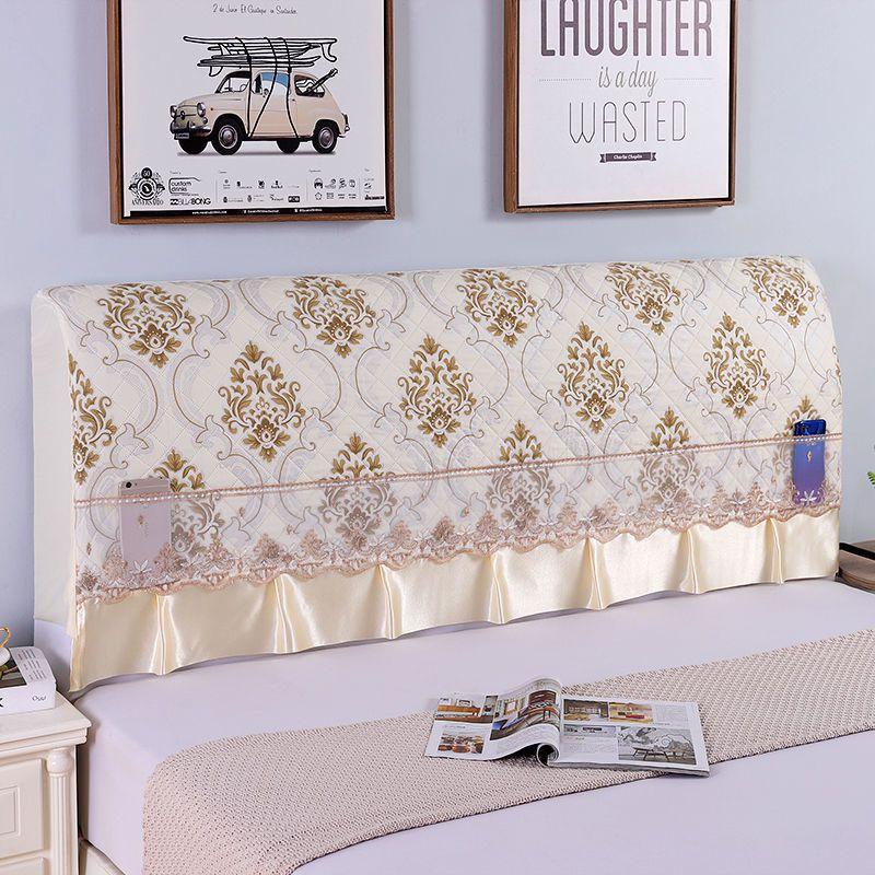 Stretchy Quilted Bed Head Cover With Lace Storage Wrinkle-resistant And All-inclusive