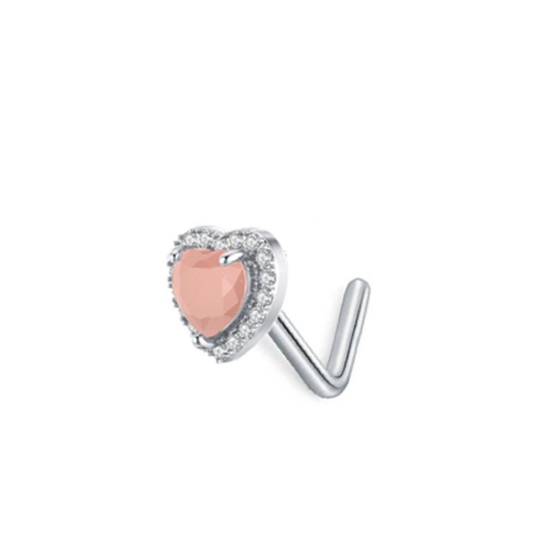 Mikromosaik Vermikulit Blomma Näspiercing Näspiercing Smycken Mode Öronbroskspik Personlighet Persikohjärta Näspiercing