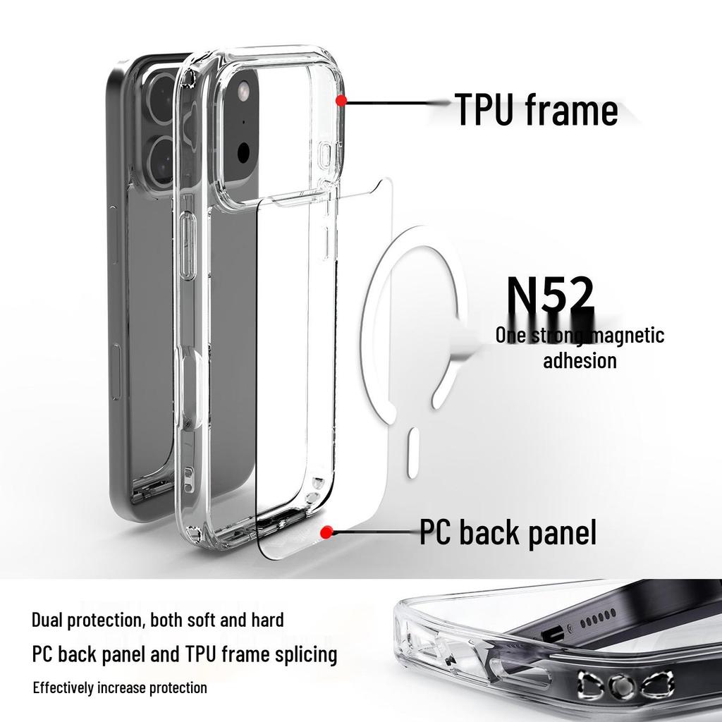 Magnetic Transparent Drop-Proof Case for iPhone 17/17 Pro