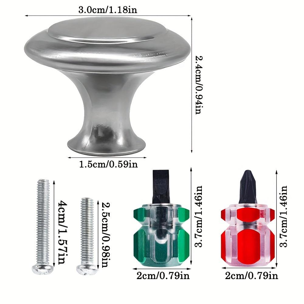 20pcs Kitchen Cabinet Knobs Brushed Metal Stainless Steel Drawer Pulls Hardware KnobsBedroom Dresser Knobs with Two Sizes of Screws,with Screwdriver