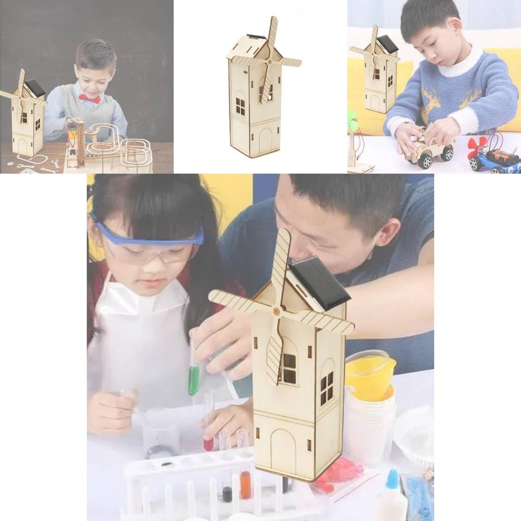 Solarbetriebene Windmühle DIY Holzhaus Bausatz für Kinder 7-14 Jahre Anpassbares Lernspielzeug