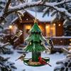 All Weather Rust Proof Bird Feeder Christmas Tree for Outdoor, Metal Hanging Wild with 2 Water Cups, Green Xmas Seeds Tray Garden Patio Outside Decor