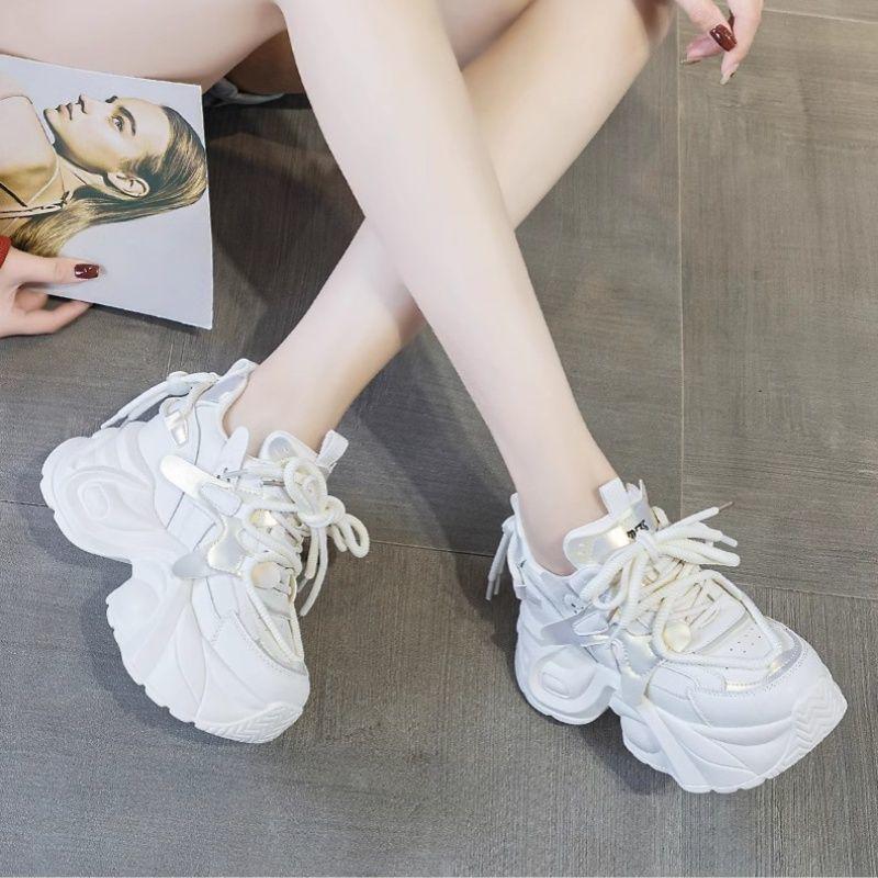 Daddy shoes women's super fire 2025 new autumn casual platform shoes small inner height increase women's shoes small white shoes