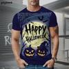 T-shirt for men, fun Halloween horror pumpkin 3D printed short sleeved top, casual round neck T-shirt for men, oversized men's short sleeved T-shirt