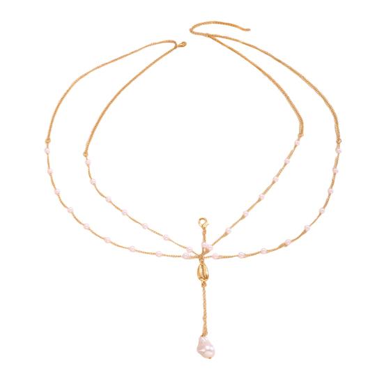 Body Chain Layered Double-Layer Chain Body Chain with Marine Theme Imitation Pearls Shells Starfish Drape Design