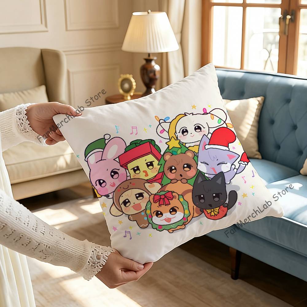 Cute AANITEEZ Anime Pillow Case Antidustmite Pillowcase Invisible Zipper Silky Short Plush Sofa Cushion Cover