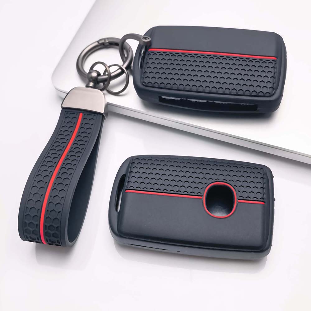 Key Fob Cover for Mazda Cx30 Cx5 Cx8 Cx9 Mx5 Miata with Keychain Anti-Scratch Guard Shockproof Protection Soft Grip Texture Responsive Button Touch