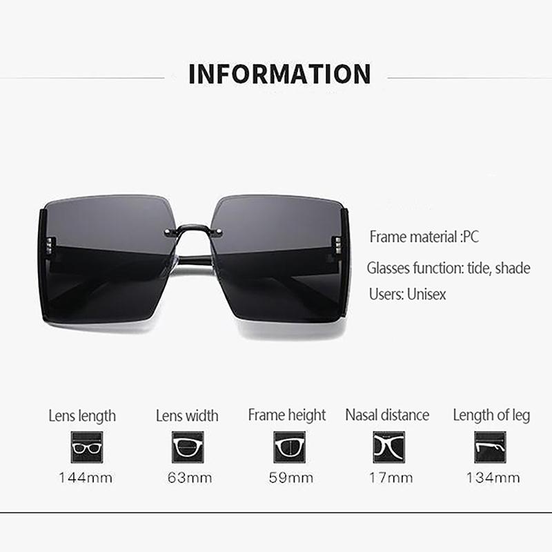 Vintage Square Frame Sunglasses For Women Classic Retro Gradient Mirror Frameless Sun Glasses Female Rimless Eyewear