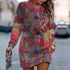 Sudadera con capucha elegante, a la moda, moderna y casual para mujer, corte tridimensional con estampado de patrón vintage 3D, sudadera larga para mujer