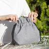 ARASAWA Washable! Insulated Lunch Drawstring Pouch, Keeps Food Cold and Hot, Washable, Simple, Stylish, Compact, for Men and Women (Black)