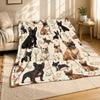 Botanical French Bulldog Coral Fleece Blanket