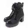 Short Boots Triangle Logo Re-nylon Leather Booties Black Women 38.5 1T239N Used