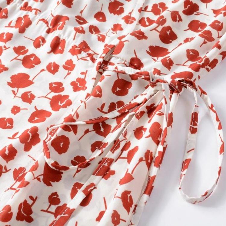 Summer Women Chiffon Wrap Dress V Neck Short Sleeve Long Print Dresses Ruffled Hem Sizes S XXL