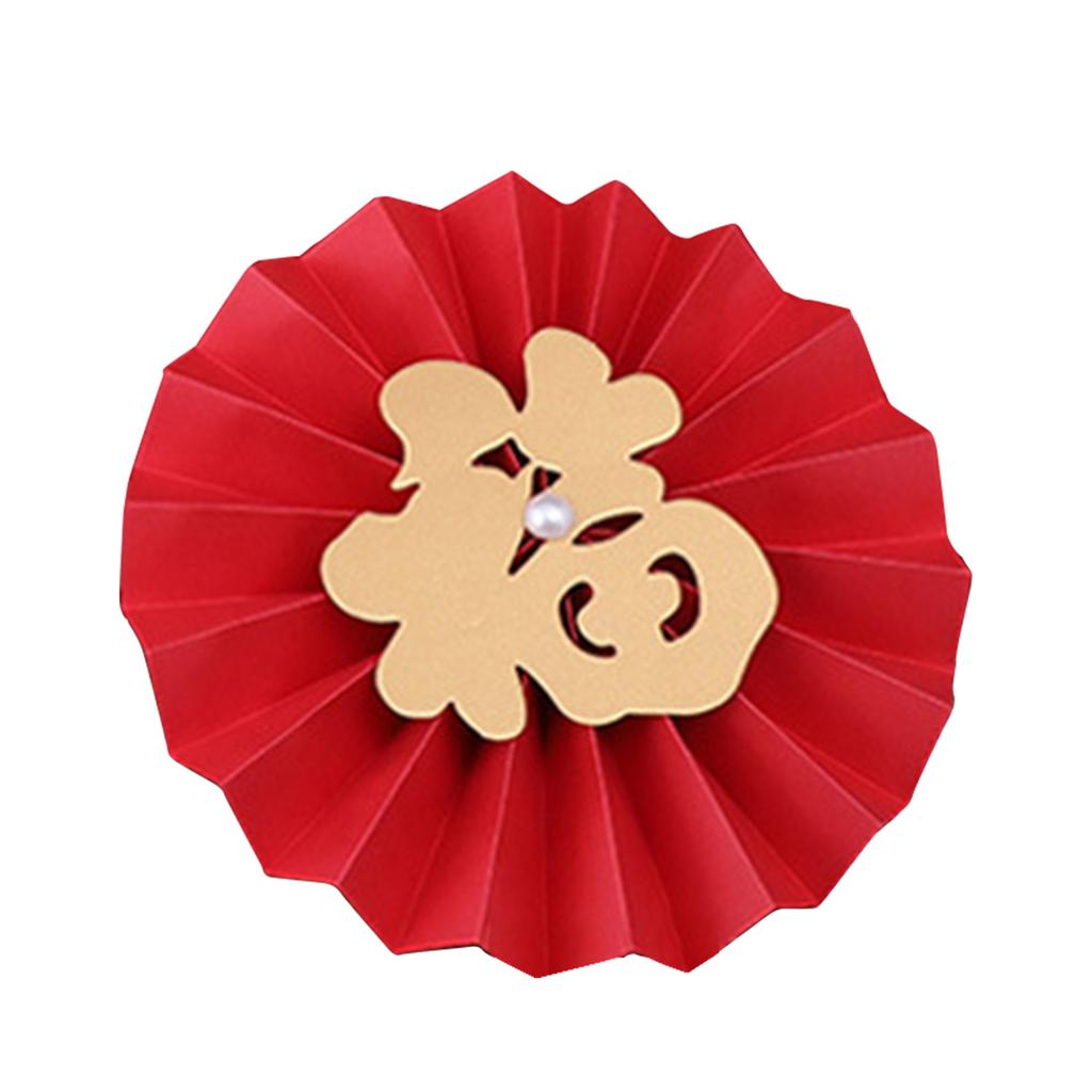 6pcs FU Character Wall Clings Decorative Fu Hanging Paper Fan for Festival Wedding Birthday Party Calligraphy Style