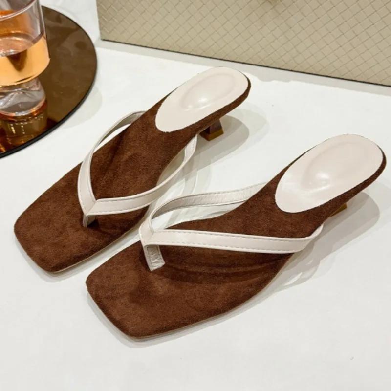 Retro Stiletto Slip Slippers Women's Shoes Summer 2025 New Vacation Style All-match Outside Wear Slippers