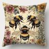 1/4Pcs Floral Bee Print Pillowcases Sofa Cushion Cover Home Bedroom Room Decoration