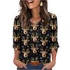Women's Fashionable Casual Christmas Printed V-neck Top