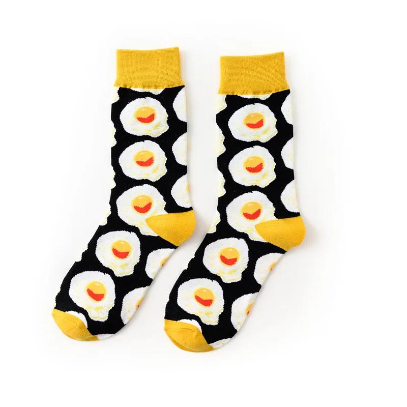 Women Socks Funny Cute Cartoon Fruits Banana Avocado Lemon Egg Cookie Donuts Food Happy Japanese Harajuku skateboard Socks
