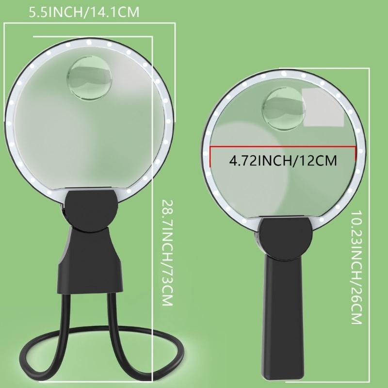 Rechargeable Magnifying Glass with Long 8 Hour Battery 12X Lens LED Lighting Design for Extended Reading and Craft Use