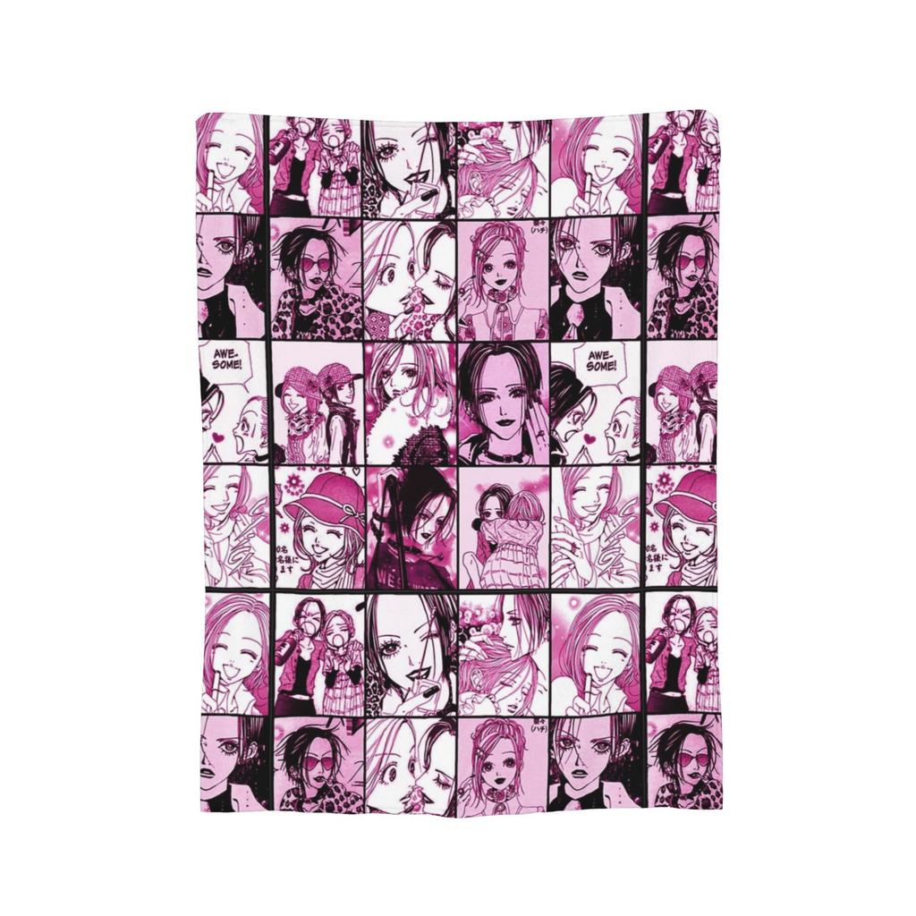 Nana x Hachi Nana Osaki Anime Blankets Fleece Print Breathable Super Warm Throw Blanket for Home Travel Bedspread