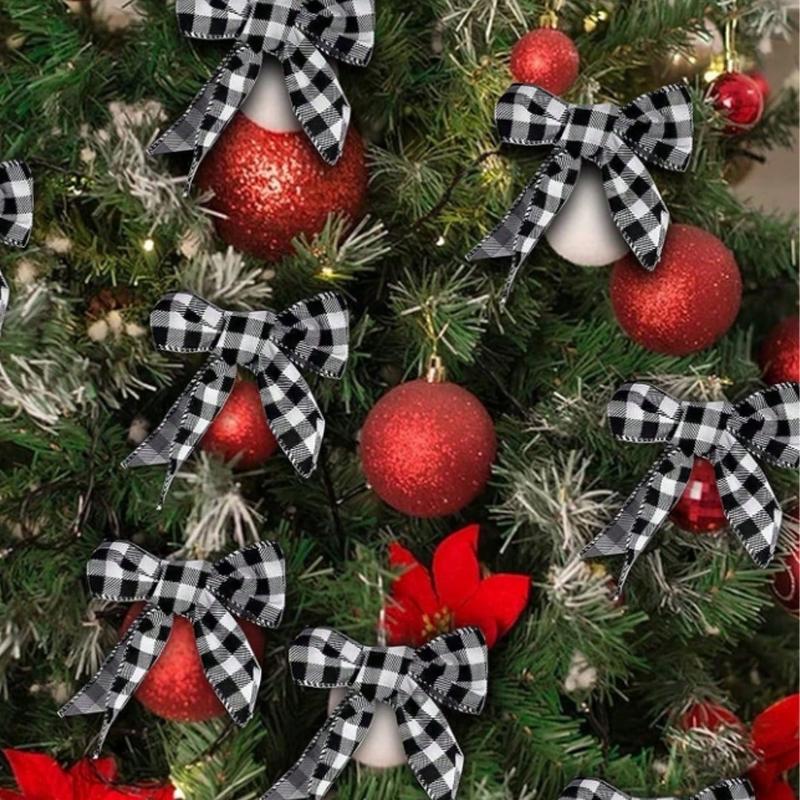 180in Red and Black Buffalo Plaid Burlap Ribbon, Christmas Ribbon Red and Black Plaid Christmas Wrapping Crafts Ribbon for Gift Wrapping Supplies