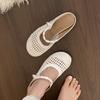 inner height increase woven hollow bag head half slippers women wear new breathable skirt platform sandals