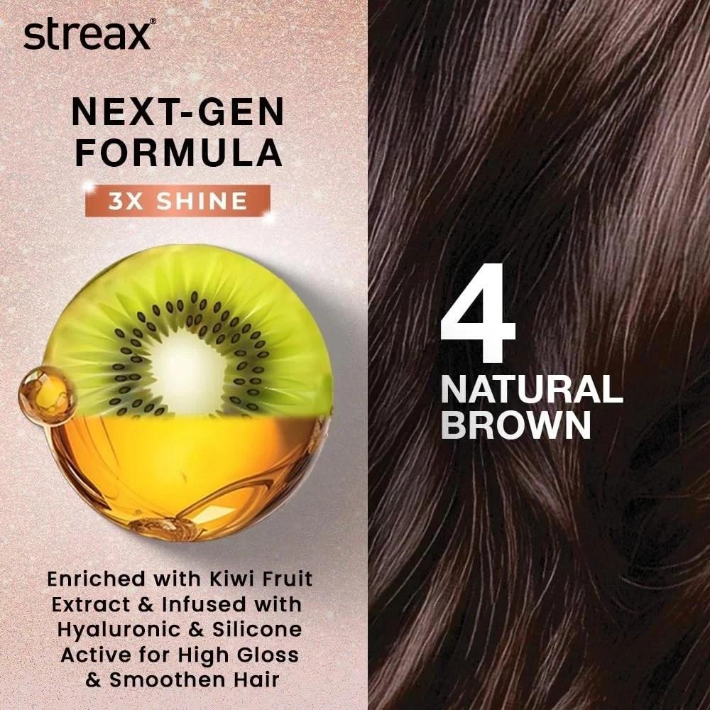 Streax Gel Haarfarbe für Damen & Herren, Naturbraun 4, Haarfarbe Braun 150ml|